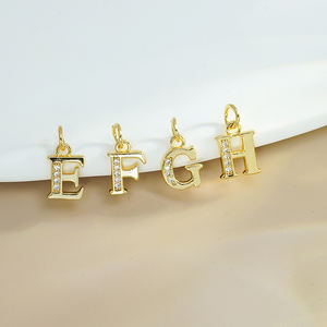 Minimalista 26 alfabeto encantos circonita cúbica cobre Metal chapado en oro inicial 18K letra collar colgantes para la fabricación de joyas Diy - Product Image 4