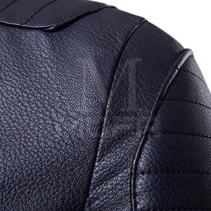 Chaqueta de cuero de piel de vaca de Color sólido de diseño personalizado para hombre, cortavientos de estilo callejero con cuello levantado para ropa de calle o trabajo - Product Image 3