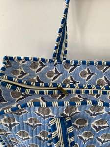 กระเป๋าผ้าฝ้ายทำมือสีน้ำเงิน ซิปเปิด-ปิด สายโซ่ แฟชั่นรักษ์โลก ใช้ได้ทุกวัน น้ำหนักเบา เหมาะสำหรับการเดินทาง - Product Image 6