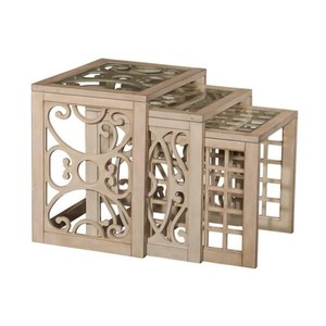 Ferme Mini bois massif et cadre en fer ensemble de table gigogne vente CNC sculpté mobilier de salon élégant et écologique - Product Image 1
