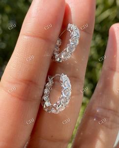 Factory Wholesale Simple Design Round Cut 18K <b>Solid</b> <b>Gold</b> Moissanite Hoops Earring New Latest Design Diamond Jewelry Gift for Her - Product Image 2