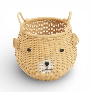Panier de rangement rectangulaire Bobo l'ours en rotin naturel écologique et moderne - Product Image 3