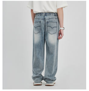 กางเกงยีนส์ขาบานขาตรงสไตล์ N เทรนด์2024กางเกงยีนส์ซักแบบเรียบง่ายสำหรับผู้ชายฤดูร้อน - Product Image 1