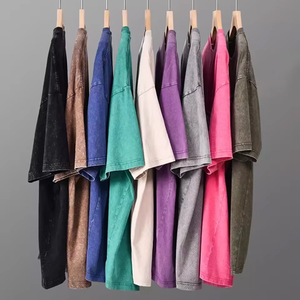 Camisetas de manga corta de algodón resistente Retro lavadas para parejas de 230G, versátiles para hombres y mujeres, Camiseta holgada de Color sólido de verano - Product Image 6