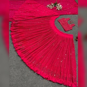 Último diseñador Faux Georgette bordado Seqence trabajo Lahenga Choli por FabZone - Product Image 3