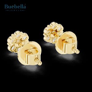 Pendientes de racimo de diamantes de Plata de Ley 925 estilo hip hop helado con diseño de margaritas con rosca para mujer - Product Image 2