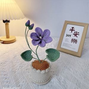 Modelo de Bonsái de Flor Artificial Tejida a Mano para Decoración del Hogar, con Diseño de Lirio de los Valles, Árbol del Aceite y Tulipán en Maceta, para Exportación - Product Image 6
