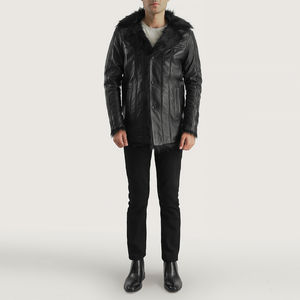 Furcliff <b>Men's</b> Black <b>Leather</b> Bomber <b>Jacket</b> Winter Windproof and Breathable Heated and Anti-Bacterial Features - Product Image 5