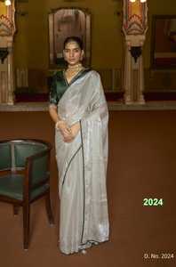 Seda de tejido suave de último diseñador con hilo de bordar Secuencia DE TRABAJO Impresión digital Saree de Fab Zone - Product Image 3