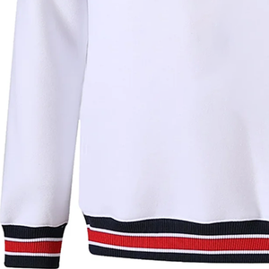 Alpha <b>White</b> Crest Chenille Crewneck <b>Sweatshirt</b> | Unisex Varsity Style Winter Fleece Ribbed Trim 3D Embroidered Logo Acid Wash - Product Image 5