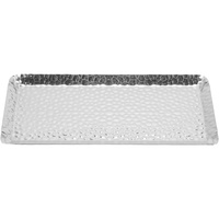Plateau de service artisanal moderne et élégant en acier inoxydable, poli miroir, durable, pour boissons et collations de mariage, design élégant
