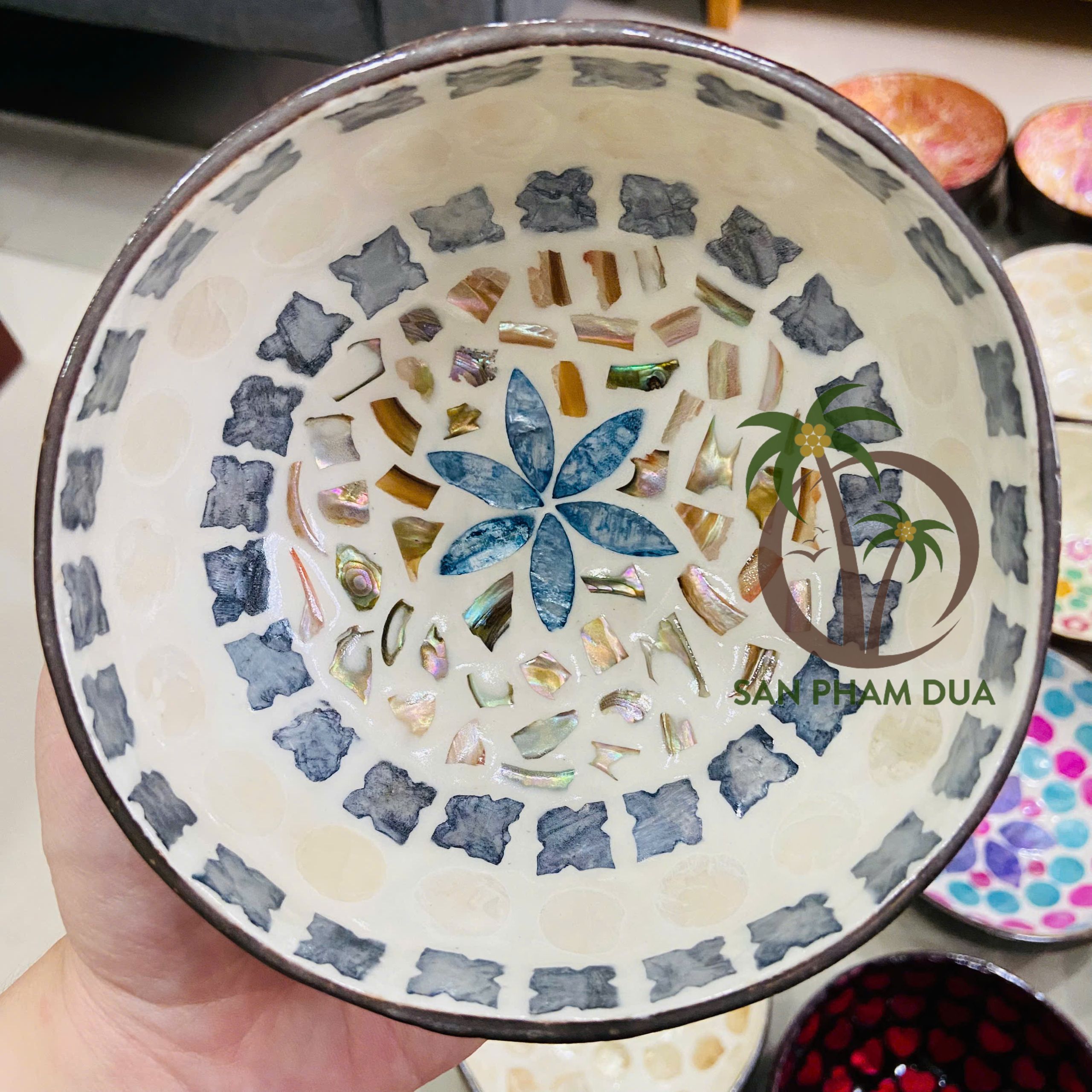 Красочная миска бренда COCO ECO, цветная Лаковая чаша из кокосовой скорлупы, Кокосовая чаша во Вьетнаме