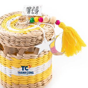 Panier de rangement en jacinthe d'eau tissée de vacances arabes pour le Ramadan Panier élégant de style minimaliste artisanal - Product Image 1