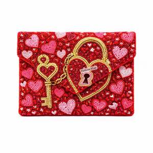 Colección de Bolsos de Mano de Lujo con Cuentas Hechas a Mano para San Valentín, Tema de Corazón, XO, Amor, Bolsos Tipo Sobre, Calidad de Exportación - Product Image 1