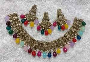 Ensemble de boucles d'oreilles collier gracieux étincelle AD pour femmes bijoux en laiton élégants pour mariages Festivals événements culturels ou cadeaux - Product Image 2