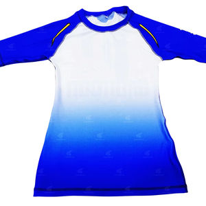 Camisa de compresión de invierno personalizada 100% poliéster Spandex tela Simple frente buen precio sublimación entrelazado tela corta - Product Image 1