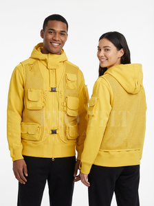 Chaqueta Utilitaria con Capucha Estilo Hip Hop, Fabricante Personalizado, Múltiples Bolsillos, Correas Ajustables, Diseño de Malla, Sudadera Moderna Unisex - Product Image 5