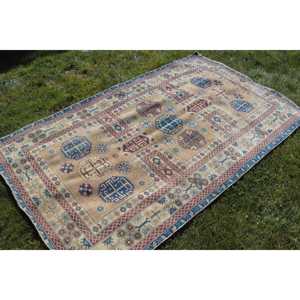 Alfombra de 4.3x7 pies, Alfombra Turca, Alfombra Azul Sólida - Product Image 3