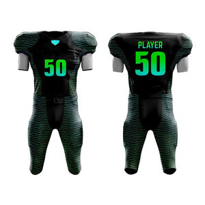 ชุดเสื้อฟุตบอลอเมริกันพิมพ์ลายซับลิเมชันสำหรับทุกเพศดีไซน์โลโก้ตามสั่งพร้อมฟีเจอร์แห้งเร็วป้องกันแบคทีเรีย - Product Image 1