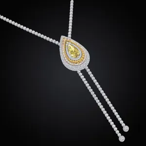 Individueller Schmuckhersteller Vertragshersteller hochpräzise gefertigte Luxus-Damen 925 Silber Moissanit-Hanhänger-Halsketten