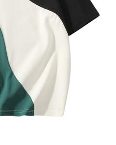 Camiseta Personalizada para Hombre, Color Block, Talla Grande, Verde, Negro, Rojo, Estilo Casual Urbano, Algodón, Manga Corta, Verano, Ajuste Holgado, Moda - Product Image 4