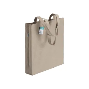 Borse Promozionali Ecologiche in Cotone Riciclato con Soffietto per lo Shopping - Product Image 1