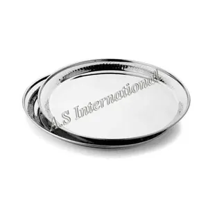 Excellent Quality Unique Stainless Steel Serving Plate Food Decorative Dinner Round Dish Plate For Daily Use Party Restaurant