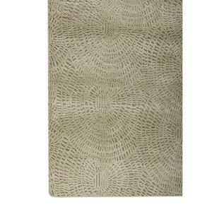 Alfombra Aprezo AKWB-3653 de Lana y Seda de Bambú Anudada a Mano, 10 mm, Rectangular, Abstracta, para el Hogar, Pasillo, Dormitorio, Color Verde, Hecha a Mano - Product Image 4