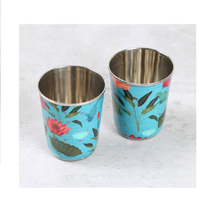 แก้วพิมพ์ลายเหล็กสำหรับ2ชิ้นสีดำดีไซน์ลายดอกไม้ใหม่ - Product Image 5