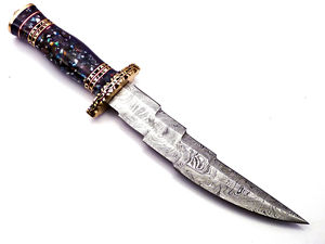 Cuchillo de Caza y Camping Personalizable OEM, Hoja de Acero de Damasco, Mango de Resina con Punta de Gota, Garantía de 3 Años, Cuchillos Hechos a Mano - Product Image 3