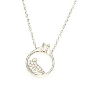 Collar Solitario de Plata de Ley 925 con Paloma, Piedra Blanca, Rodio, Motivo Animal Geométrico, Diamante, Opciones en Oro Blanco y Oro Rosa, de Moda - Product Image 5