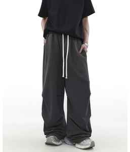 Pantalons de survêtement à jambes larges et coupe décontractée, nouvelle conception, pour hommes, couleur unie, lourd, ample, pour le bas, pantalons de jogging, taille élastique - Product Image 5