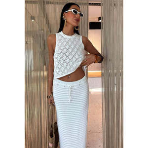 Ensemble en tricot ajouré respirant avec détail croisé dans le dos 10097 - Product Image 3