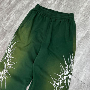 Pantalones de chándal de algodón grueso para hombre, estilo holgado, con dobladillo sin rematar, efecto desgastado por el sol, con rayas laterales, de felpa francesa, OEM 2026, personalizados por el fabricante. - Product Image 3