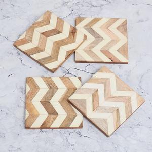 Posavasos de madera de nogal de primera calidad hechos a mano, posavasos cuadrados ecológicos para té/para tazas posavasos, alfombrillas y almohadillas artesanales - Product Image 5