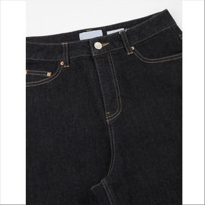 กางเกงยีนส์ทรงหลวมขาบานสำหรับผู้ชายสีดำเรียบขากว้าง OEM - Product Image 4