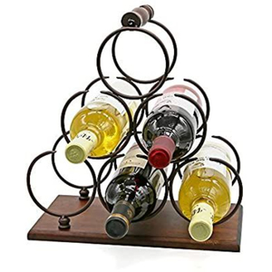 Porte-vin décoratif vintage en fer forgé, finition rouge, organisateur de table, support à boissons pour la maison et la salle à manger, durable - Product Image 4