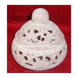 หินธรรมชาติอินเดียตกแต่งด้วยเชิงเทียนที่สวยงามหินสบู่ handi ในบ้านตกแต่งสำหรับใช้ของขวัญแต่งงานวัตถุประสงค์ - Product Image 1