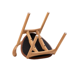 Solid Wood <b>Dining</b> <b>Chair</b> with Unique Sculpted Backrest and <b>Padded</b> PU Leather <b>Seat</b> for Cafe Restaurant Hotel Commercial Use - Product Image 5