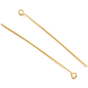 Alfileres de Cobre Chapados en Oro, Plata y Oro Rosa de 25 mm para la Fabricación de Joyas, Alfileres de Cabeza de 6 mm para Abalorios, en Bolsa - Product Image 1