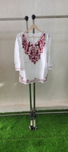 Haut de chemise élégant en coton mélangé pour femmes imprimé brodé dernier haut de bureau - Product Image 2