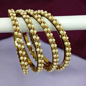 Conjunto de brazaletes indios para mujer, perlas de imitación, bolas de Metal, brazaletes de boda con cuentas, pulsera, mayorista indio, joyería - Product Image 2