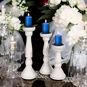 เชิงเทียนไม้วางกลางชุดเชิงเทียนไม้แนววินเทจทรงสูง3ชิ้น - Product Image 1