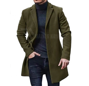 Abrigo largo de estilo clásico para hombre, gabardina de mezcla de lana cálida para invierno, suministro OEM al por mayor - Product Image 1