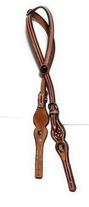 2023 Bride de têtière à double couture en cuir pleine fleur occidental fait à la main avec rênes produits de course de chevaux anglais d'Inde - Product Image 4