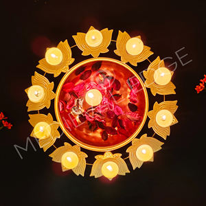 Tazón Urli de hierro grande de alta calidad, decoración festiva original del hogar de la fábrica India para la oficina de Diwali; Regalo de decoración de flores flotantes - Product Image 2