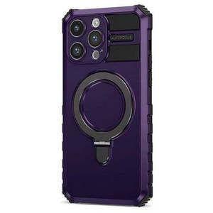 Funda Protectora para iPhone 16 Pro 6.3 con Anillo Magnético y Soporte, Color Morado - Product Image 1