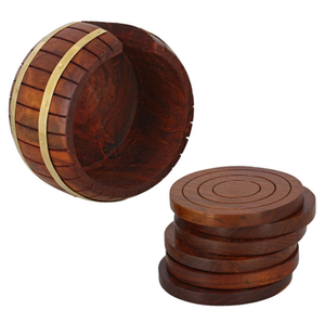 Logo personnalisé marron rond en bois caboteur maison cuisine bureau restaurant tasses à thé tasses à café canettes de bière bar verres à eau - Product Image 2