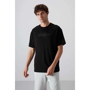 เสื้อยืดคอกลมโอเวอร์ไซส์พิมพ์ลายสำหรับผู้ชาย Tommylife Wholesale รุ่น 88329 สีดำ - BLACK - Product Image 1