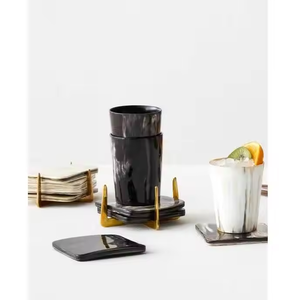 Sous-verres en pierre de buffle faits à la main Durable et élégant Thé Café Jus Vin Dessous de verre en corne faits à la main par l'artisanat croissant - Product Image 2